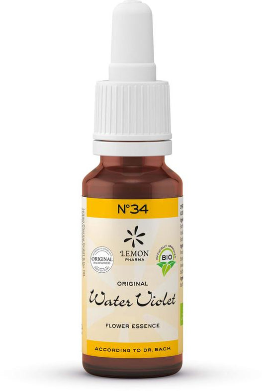 Bach Bloesem Violet Bio herbal preparation in a 20ml bottle, part of Bach Flower Remedies for emotional well-being.