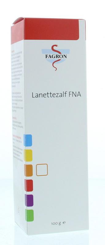 Fagron Lanettezalf FNA body care product in a 100g box, image showing the packaging and product label.