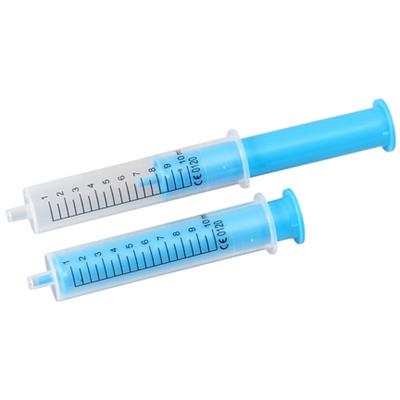 Blue Spruyt Hillen doseer spuit 10ml, 50-pack, used for precise packaging and measurement in various applications.