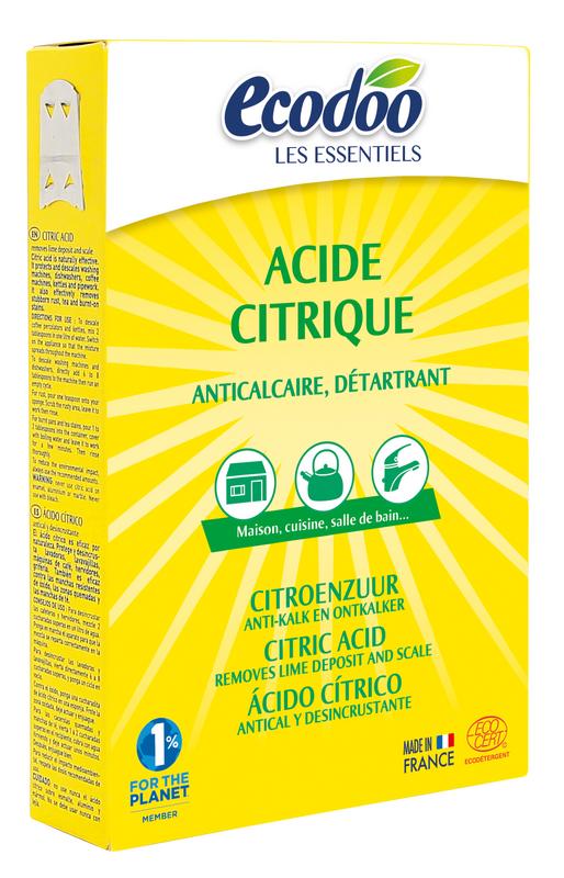 Ecodoo Citroenzuur anti-kalk en ontkalker eco in 350g package, natural cleaning product for lime scale removal in household use