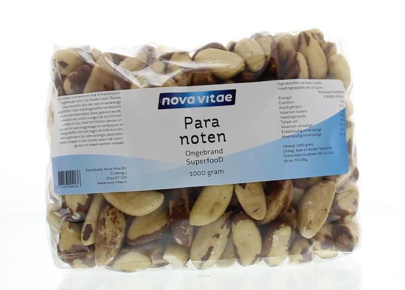Raw Nova Vitae Paranoten, unprocessed superfood nuts in a 1kg package, shown in the image.