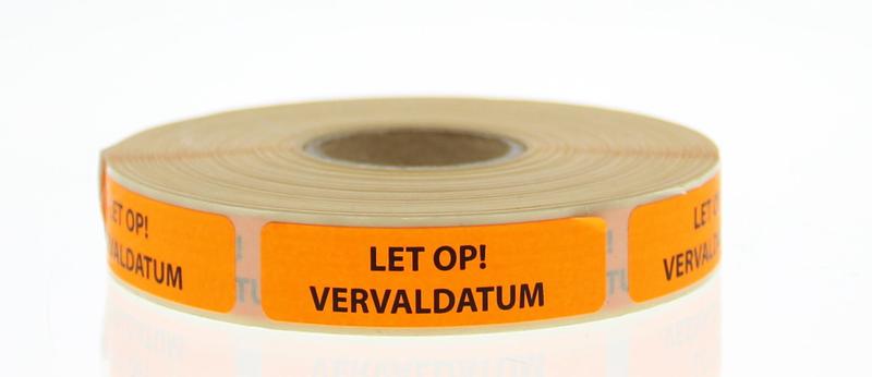 Blockland Strooketiket with vervaldatum, 750 stickers, rectangular adhesive labels for expiry dates and organization.