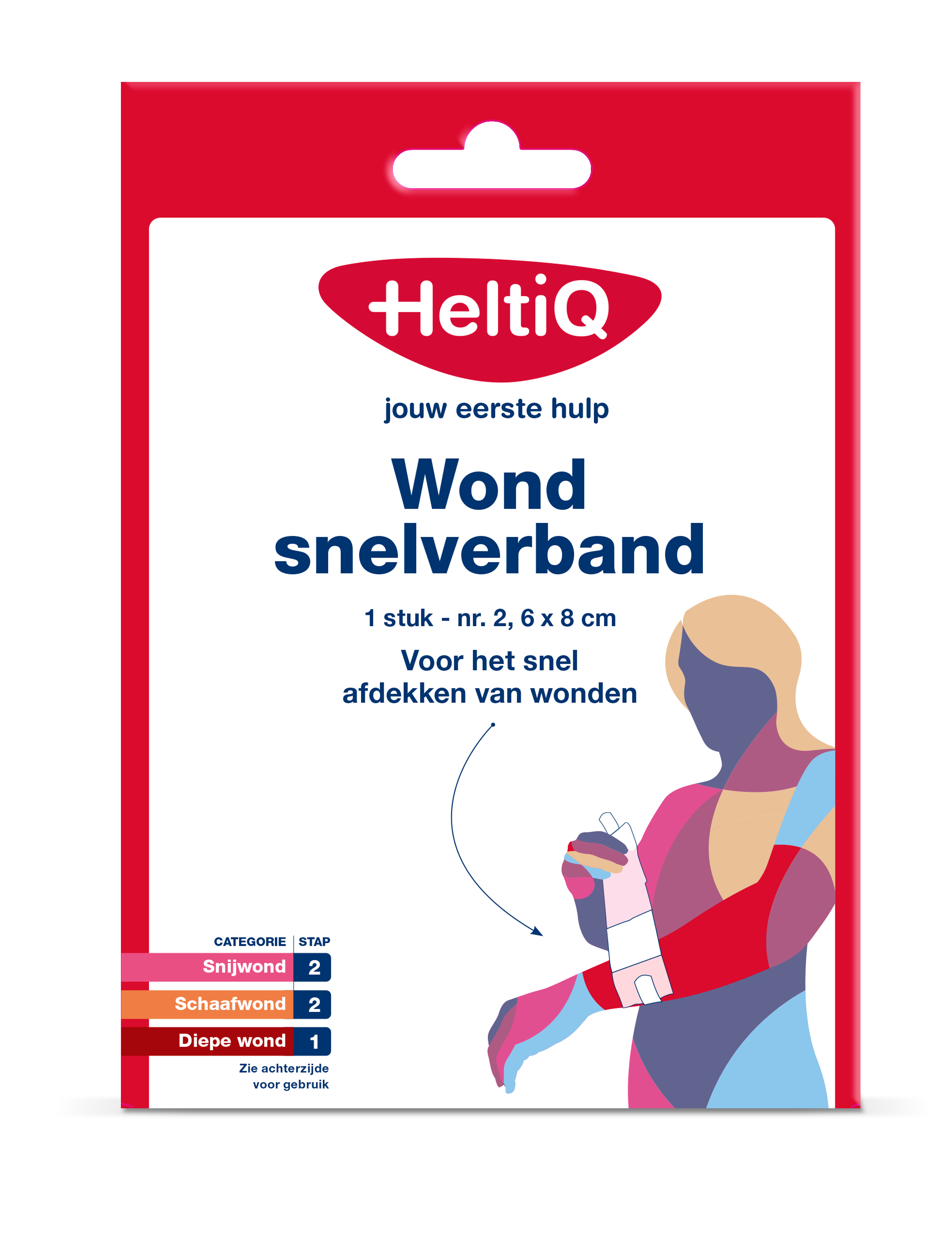 Heltiq Wondsnelverband nr. 2, 6x8 cm, single sterile wound dressing for quick bandaging, ideal for minor injuries.