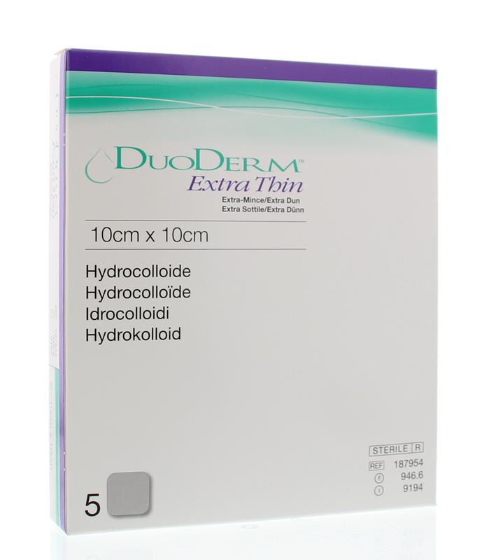 Duoderm Extra Thin absorberende verbanden, 10x10cm, pack van 5, geschikt voor wondzorg, doorzichtige medische verbanden