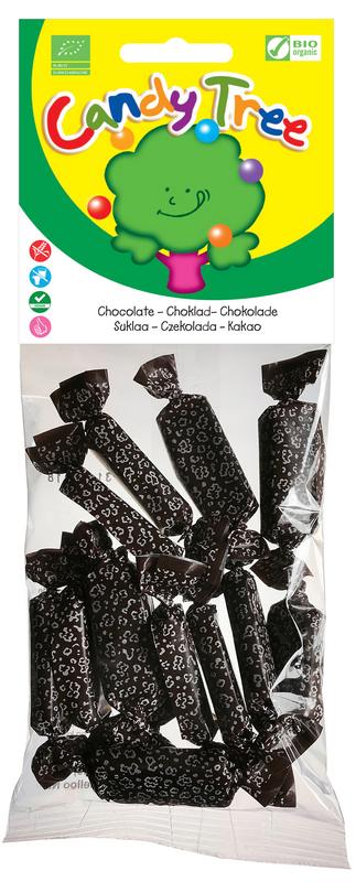 Candy Tree Chocoladetoffees bio, 75g, organic candy treats with rich chocolate coating, shown in the image.