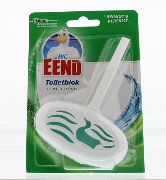 WC Eend Blok pine fresh toilet cleaner block, 40g, with pine scent, designed for freshening and cleaning toilets.