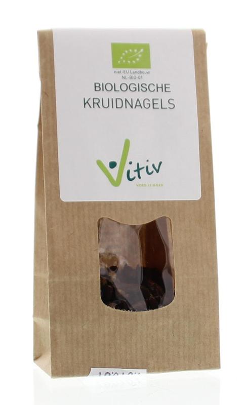 Organic Vitiv cloves in a 25g package, part of herbal spices and seasoning mix collection, natural and fresh.