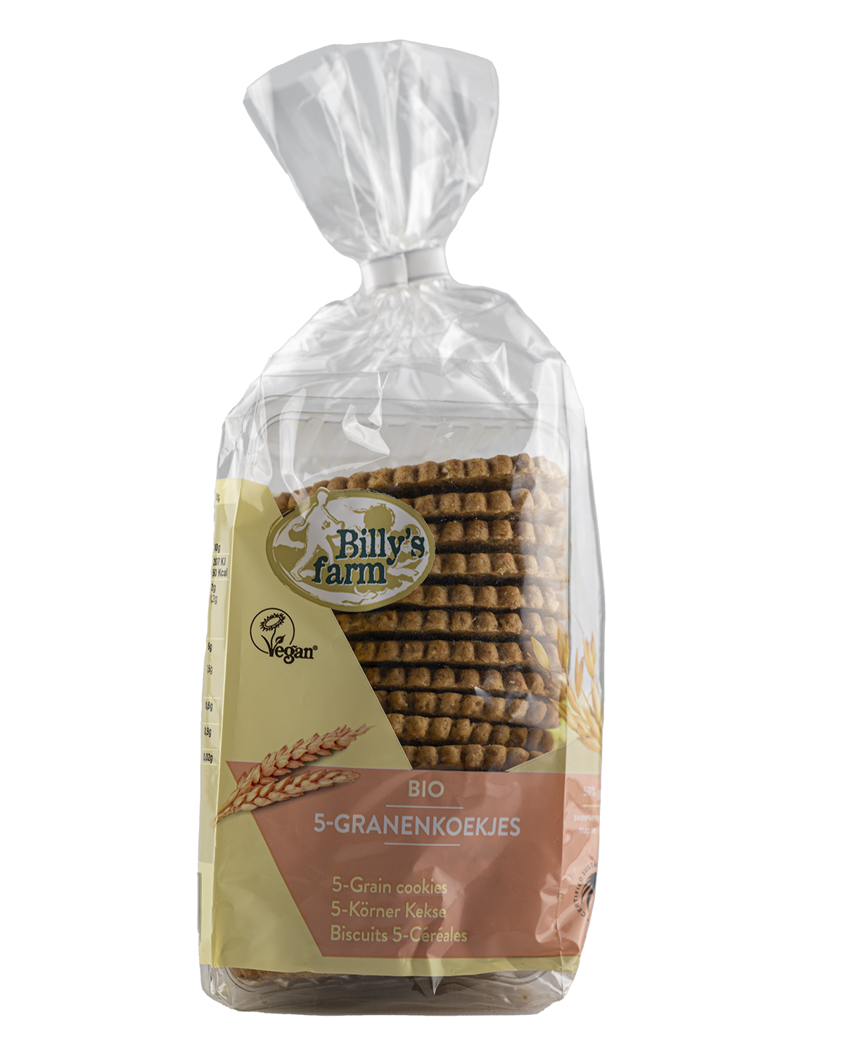 Billy's Farm Granenkoekjes 5 granen bio, natural cookies in a 175g package, with a golden-brown baked appearance.