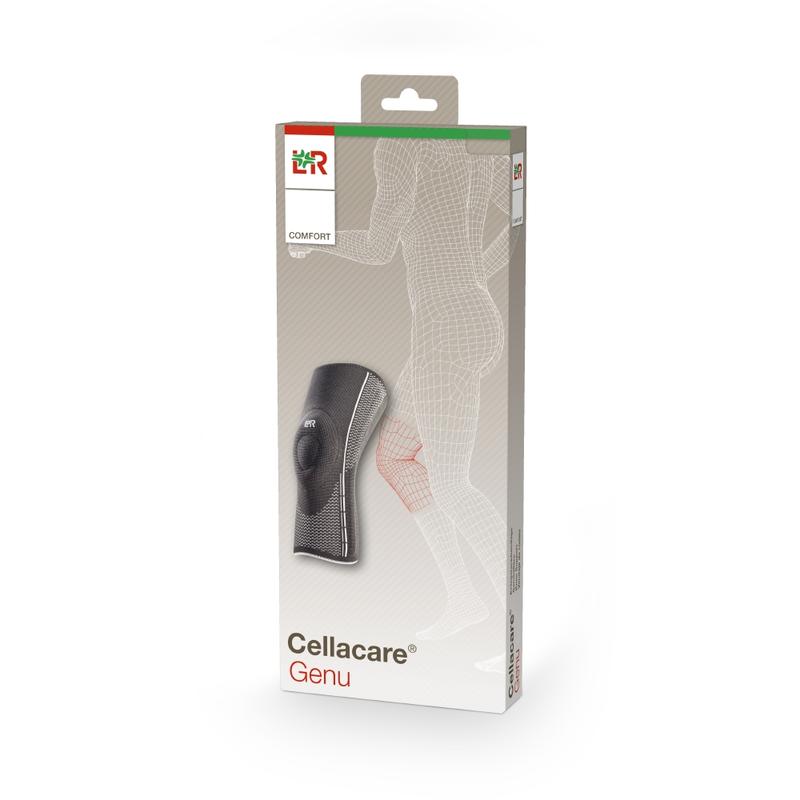 Cellacare Genu Comfort knee bandage in size 4, showing a supportive white knee brace on a neutral background.