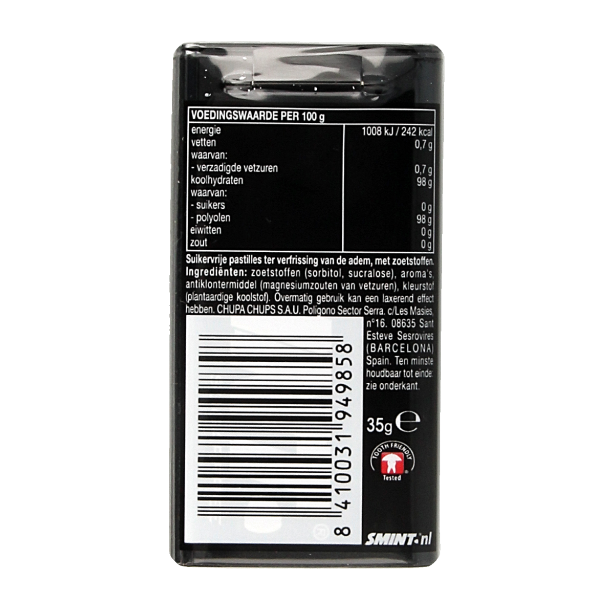 Smint XL Black mint lozenges in a loose 50-piece package, showing black mint candies from the Smint brand.