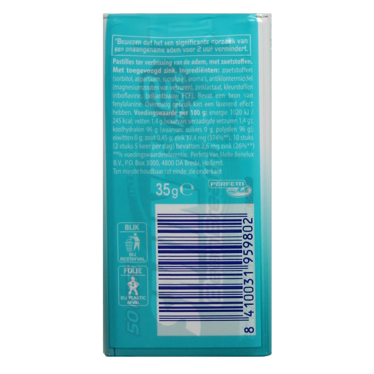 Smint Clean Breath Intense Mint sugar candies in a box, featuring bright mint-flavored candies for fresh breath.