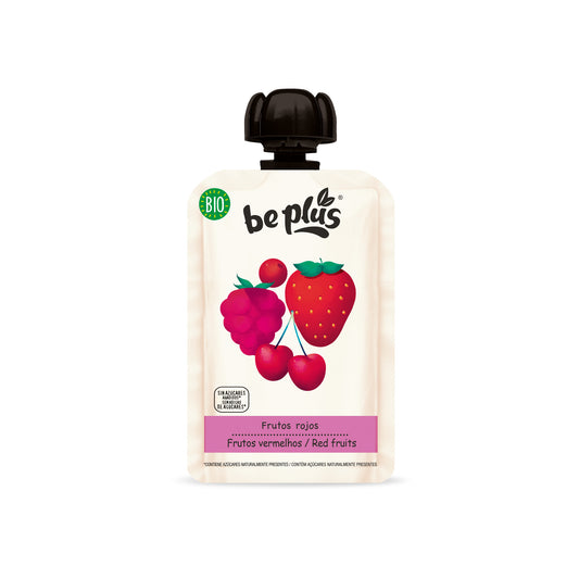 Beplus organic forest fruit juice in 100g package, featuring fresh, colorful forest berries on the label.