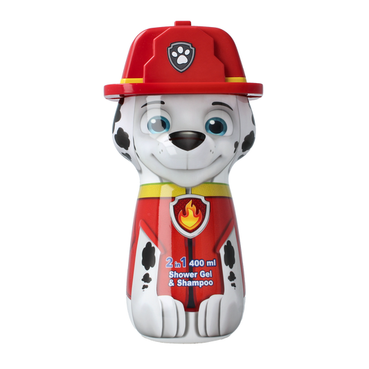 Air-Val Paw Patrol Marshall shower gel in 400ml, featuring Marshall character from Paw Patrol, ideal for kids' bath time.