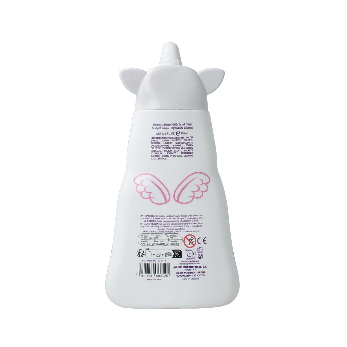 Air-Val Eau My Unicorn shower gel 400ml bottle with colorful unicorn design and playful packaging.