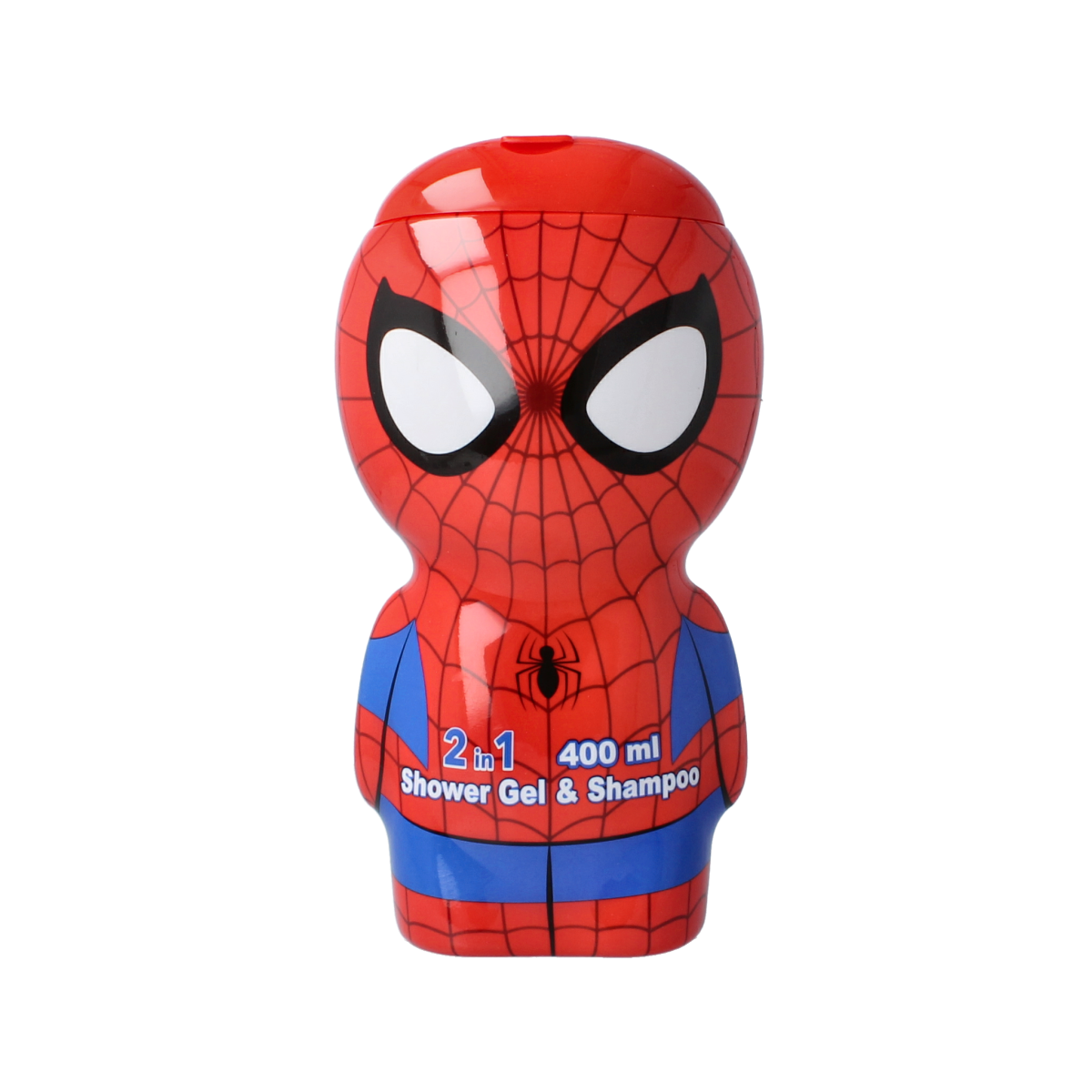 Air-Val Spiderman shower gel 2D in 400ml bottle, fun superhero-themed bad en douche product for kids with Spiderman design.