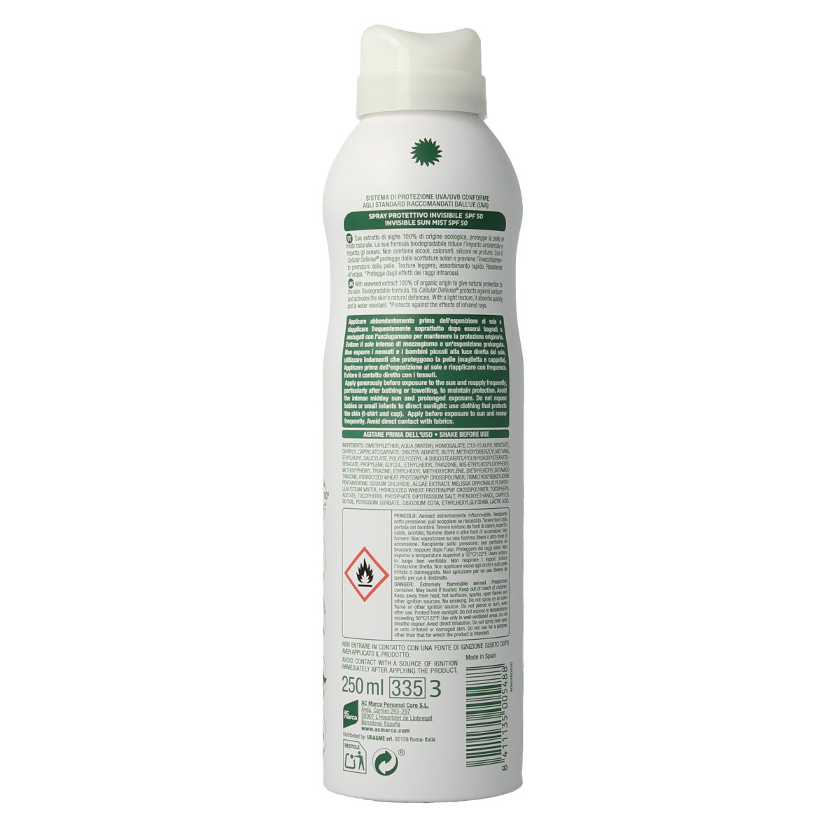 Ecran Sun Care Sunnique Natural SPF50 sun protection suncreen in a 250ml bottle, designed for optimal skin defense outdoors.