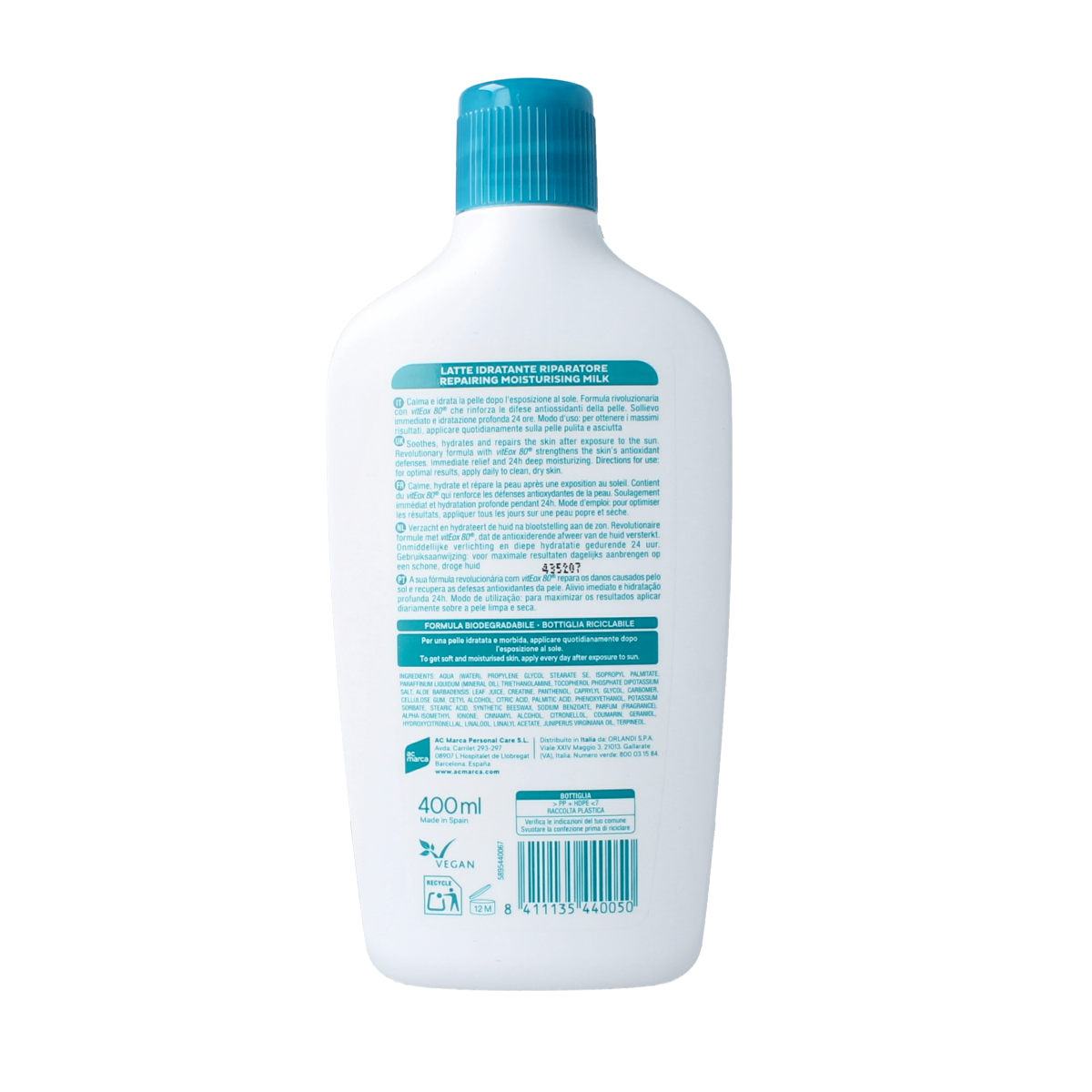 Ecran Aftersun melk hydraterend en kalmerend voor de huid, 400 ml zonnenspray met verzachtende ingrediënten