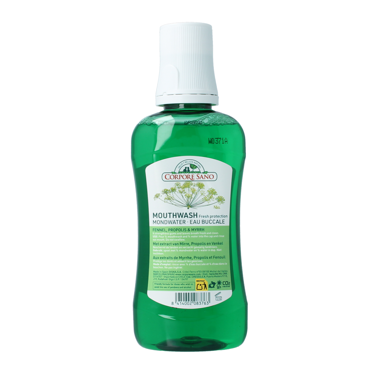Corpore Sano Propolis mouthwash in 250ml bottle, natural oral rinse for fresh breath and oral hygiene.