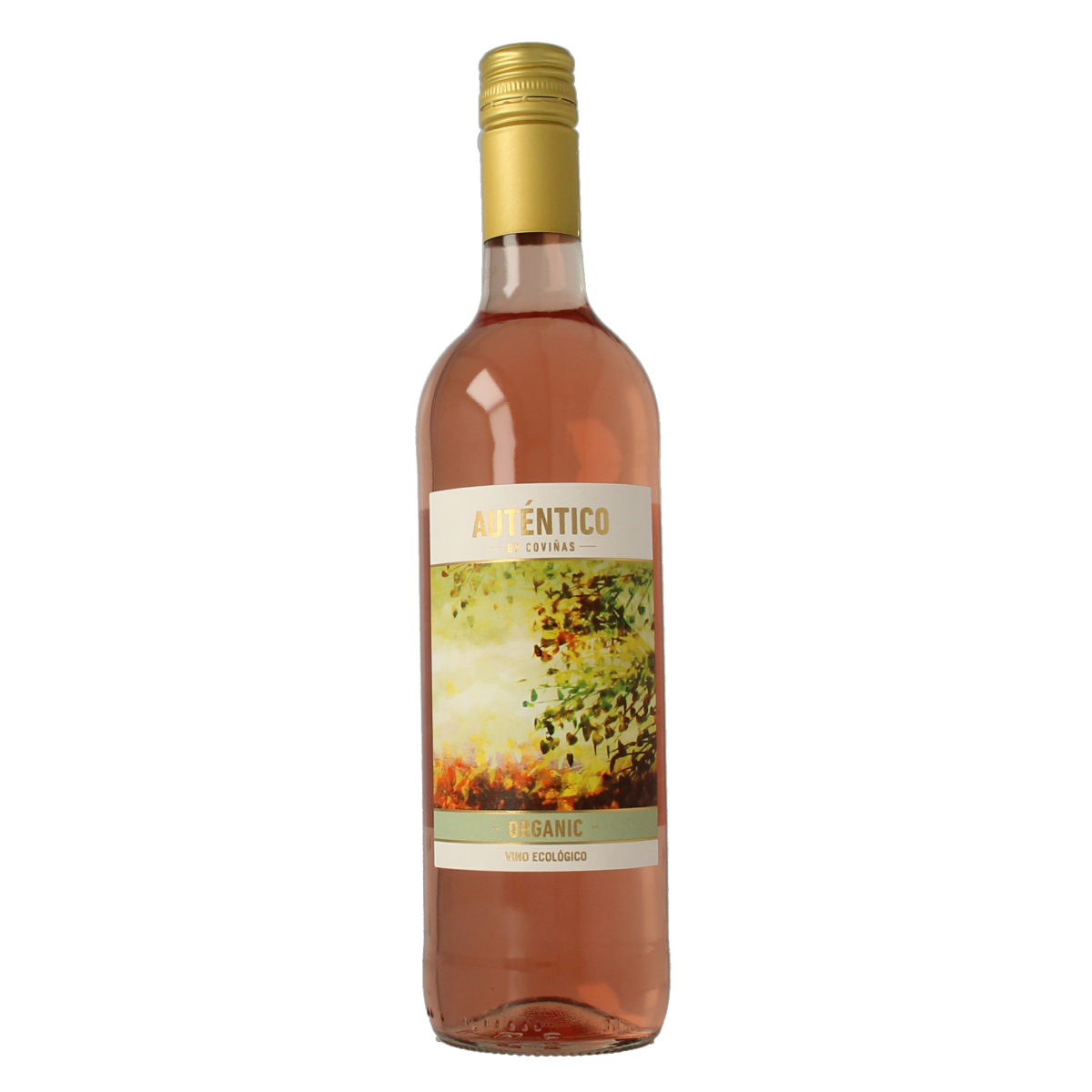 Autentico Bobal Rosado rosé wine in 750ml bottle, showing a pink-colored wine with a wine glass and bottle label.