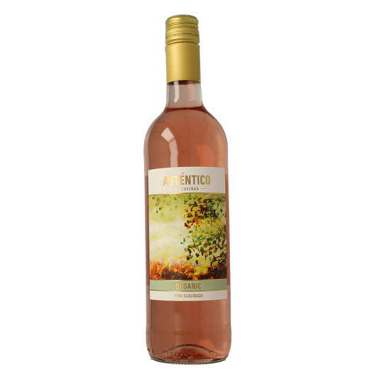 Autentico Bobal Rosado rosé wine in 750ml bottle, showing a pink-colored wine with a wine glass and bottle label.