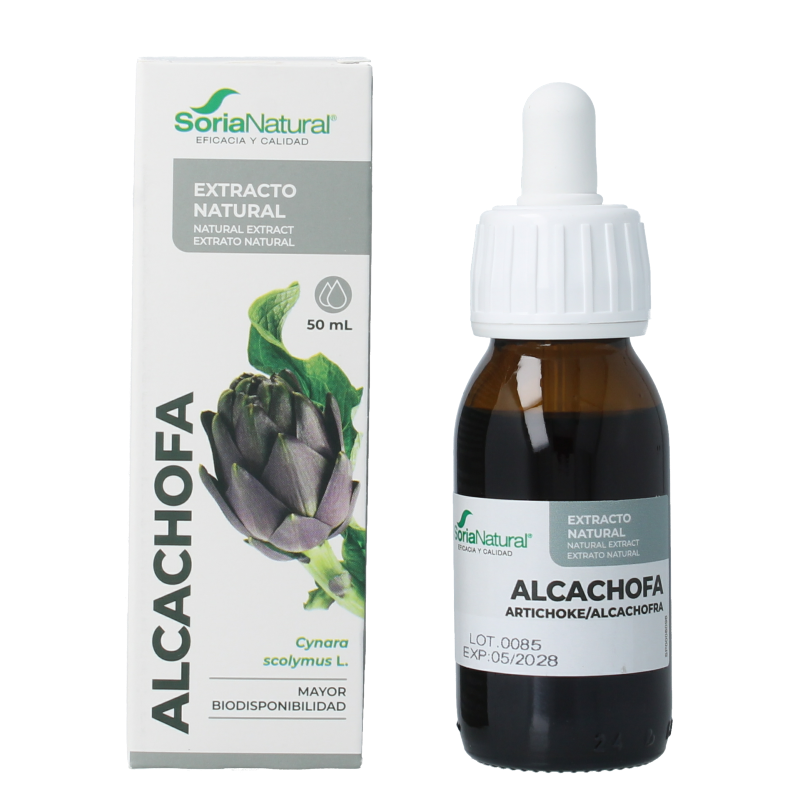 Bottle of Soria Natural Cynara scolymus XXI herbal extract in a 50ml bottle, part of Soria Natural's herbal preparations.