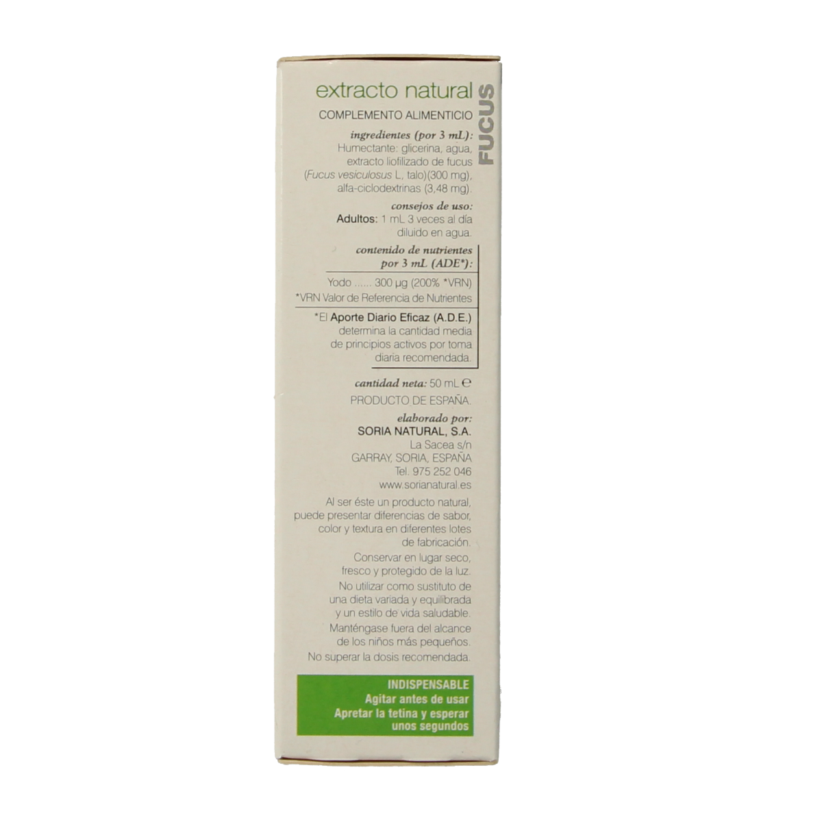 Soria Natural Fucus vesiculosus herbal extract in a 50ml bottle, part of Soria Natural's herbal supplement range.
