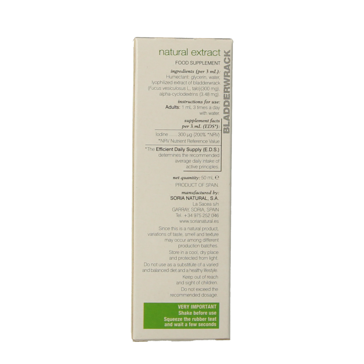 Soria Natural Fucus vesiculosus herbal extract in a 50ml bottle, part of Soria Natural's herbal preparations collection.