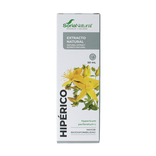 Soria Natural Hypericum perforatum herbal extract in a 50ml bottle, part of Kruidenpreparaten, showing the product label and packaging