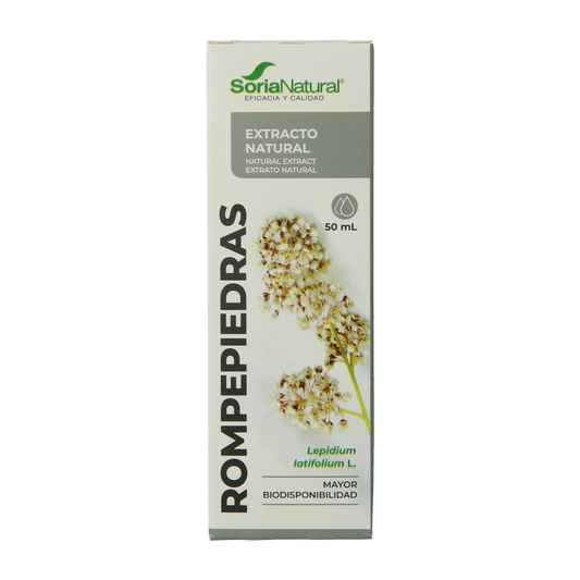 Soria Natural Lepidium latifolium extract bottle, herbal supplement in 50ml container, with label showing botanical details.