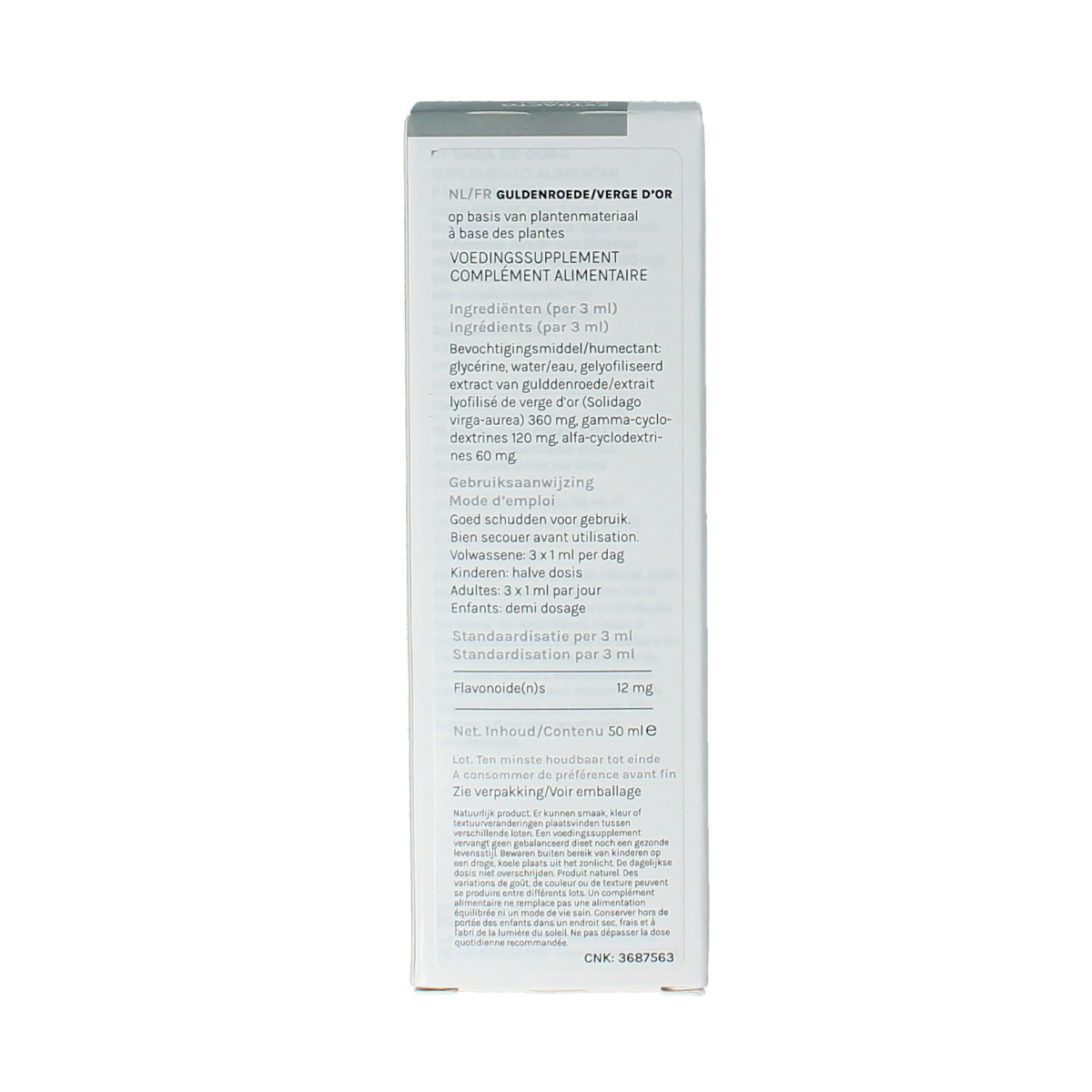 Soria Natural Solidago virgaurea extract in a 50ml bottle, herbal preparation from Soria Natural with golden liquid inside.