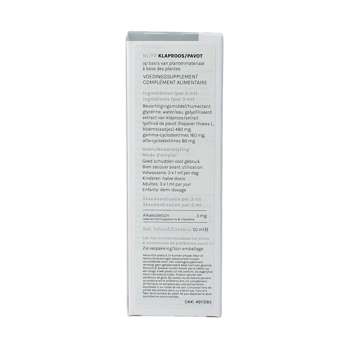 Soria Natural Papaver rhoeas extract 50ml herbal preparation bottle with label showing product details and branding.
