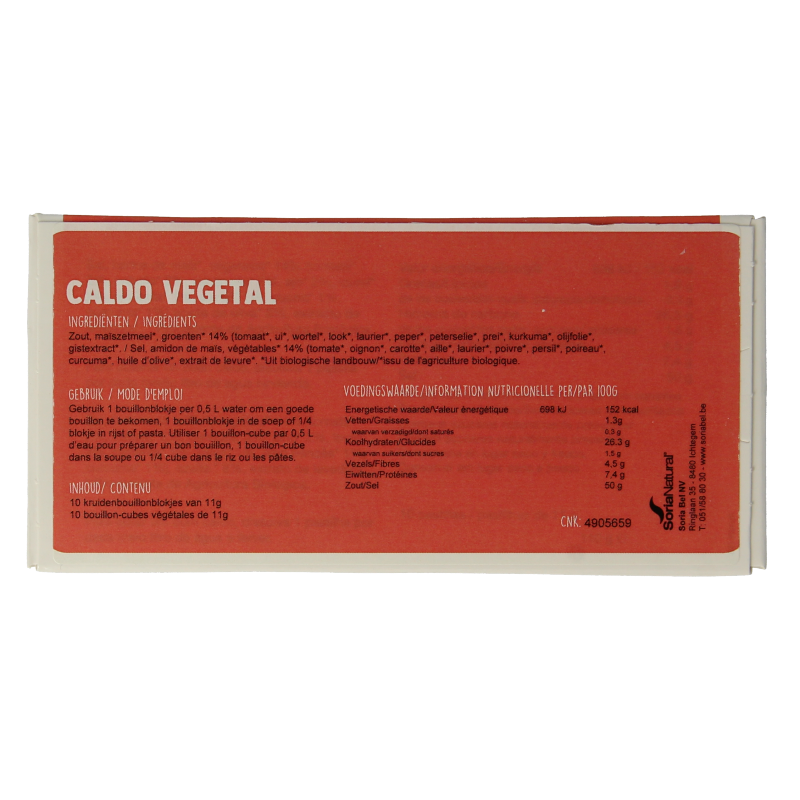 Soria Natural organic plant-based bouillon cubes in a package of 10, used for soups and broths.