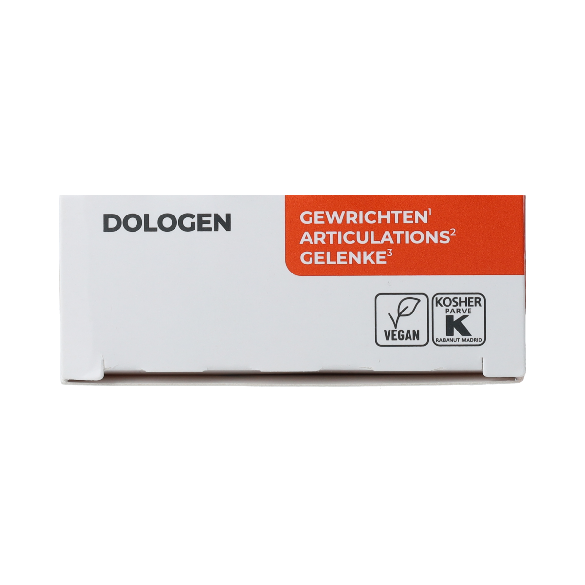 Soria Natural Dologen XXI 16C herbal capsules in a white bottle, showing the product label and capsules inside.