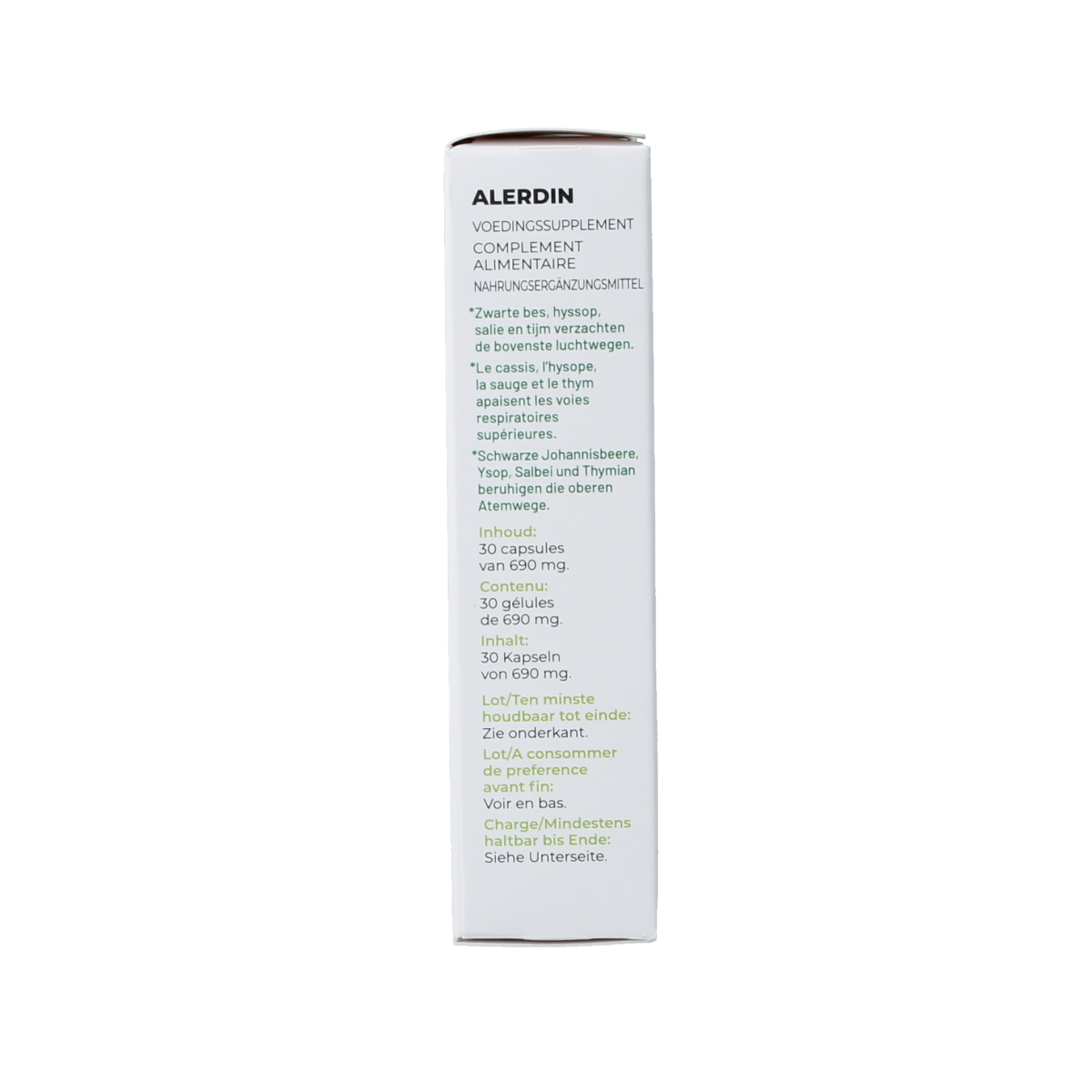 Soria Natural Alerdin XXI 30 capsules, herbal supplement for allergy relief, in a white bottle with a label.