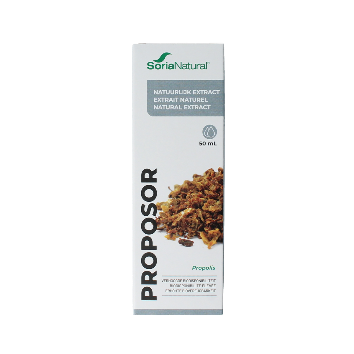 Soria Natural Proposor propolis extract in a 50ml bottle, herbal supplement from Soria Natural, with a dropper for easy use.