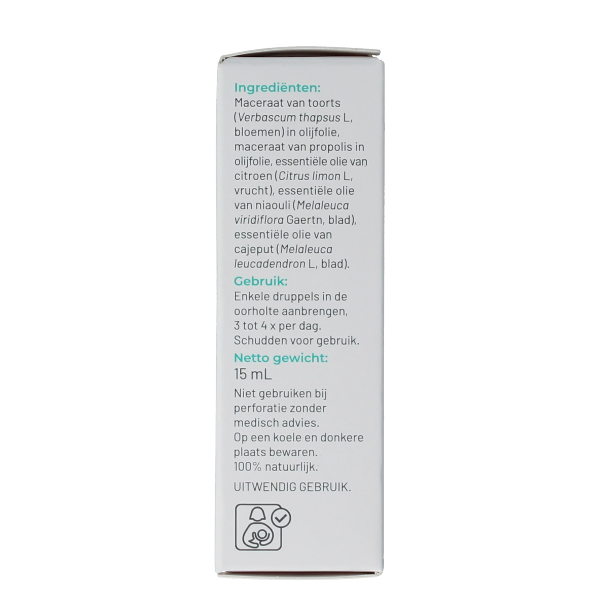 Soria Natural Propoxol herbal ear drops in 15ml bottle, natural remedy for ear discomfort, with herbal ingredients.