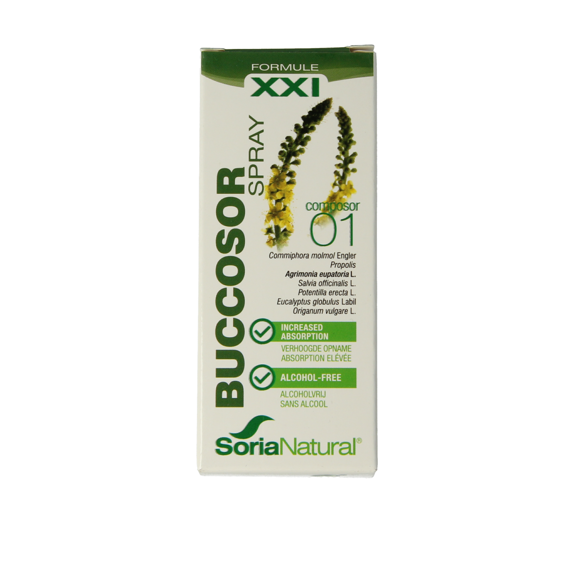 Soria Natural Composor 1 Kruidenpreparaten buccosor spray in 30ml bottle, natural herbal remedy for oral care.