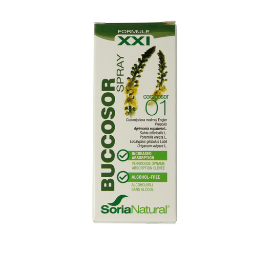 Soria Natural Composor 1 Kruidenpreparaten buccosor spray in 30ml bottle, natural herbal remedy for oral care.