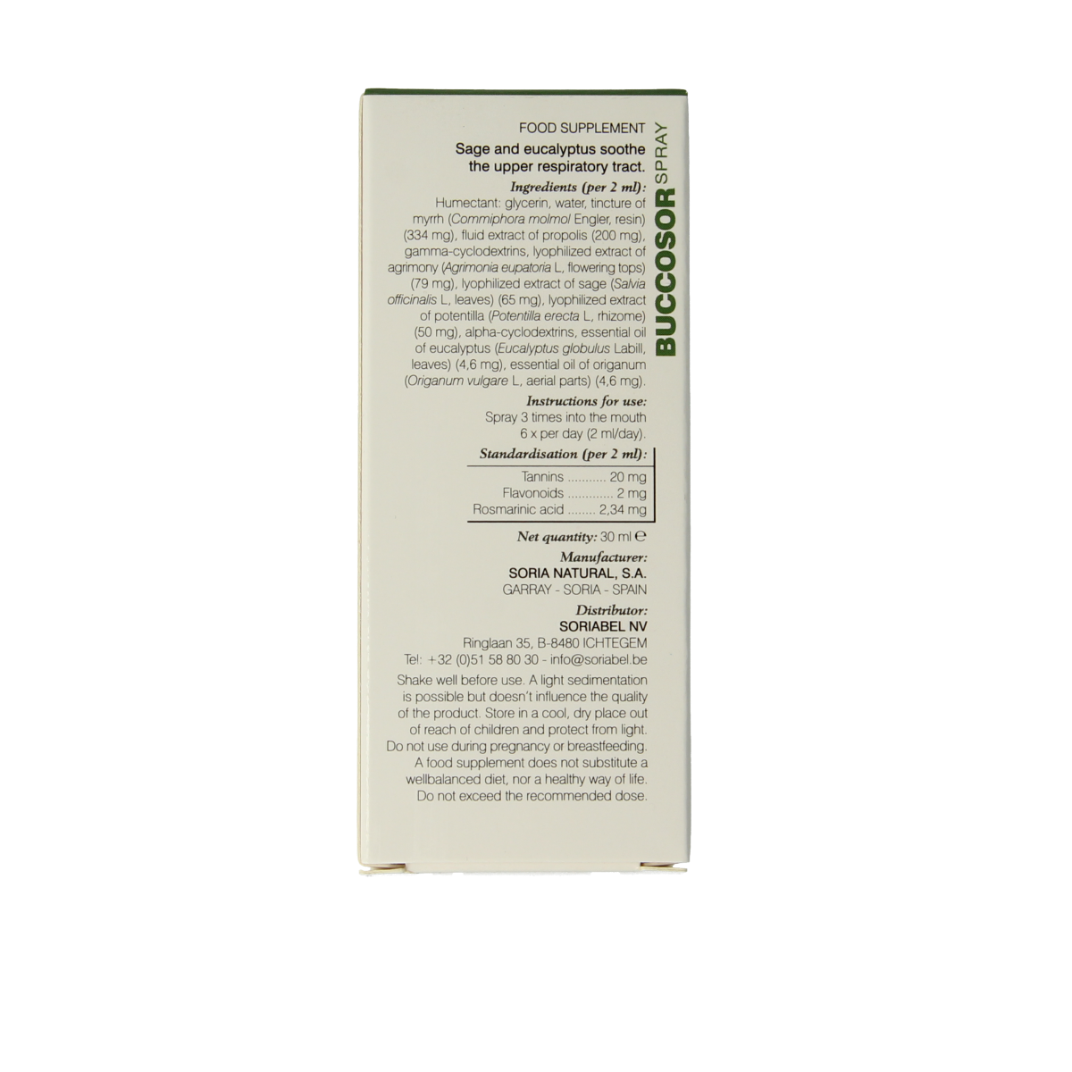 Soria Natural Composor 1 buccosor spray in 30ml bottle, herbal remedy for oral health, with natural herbal ingredients.
