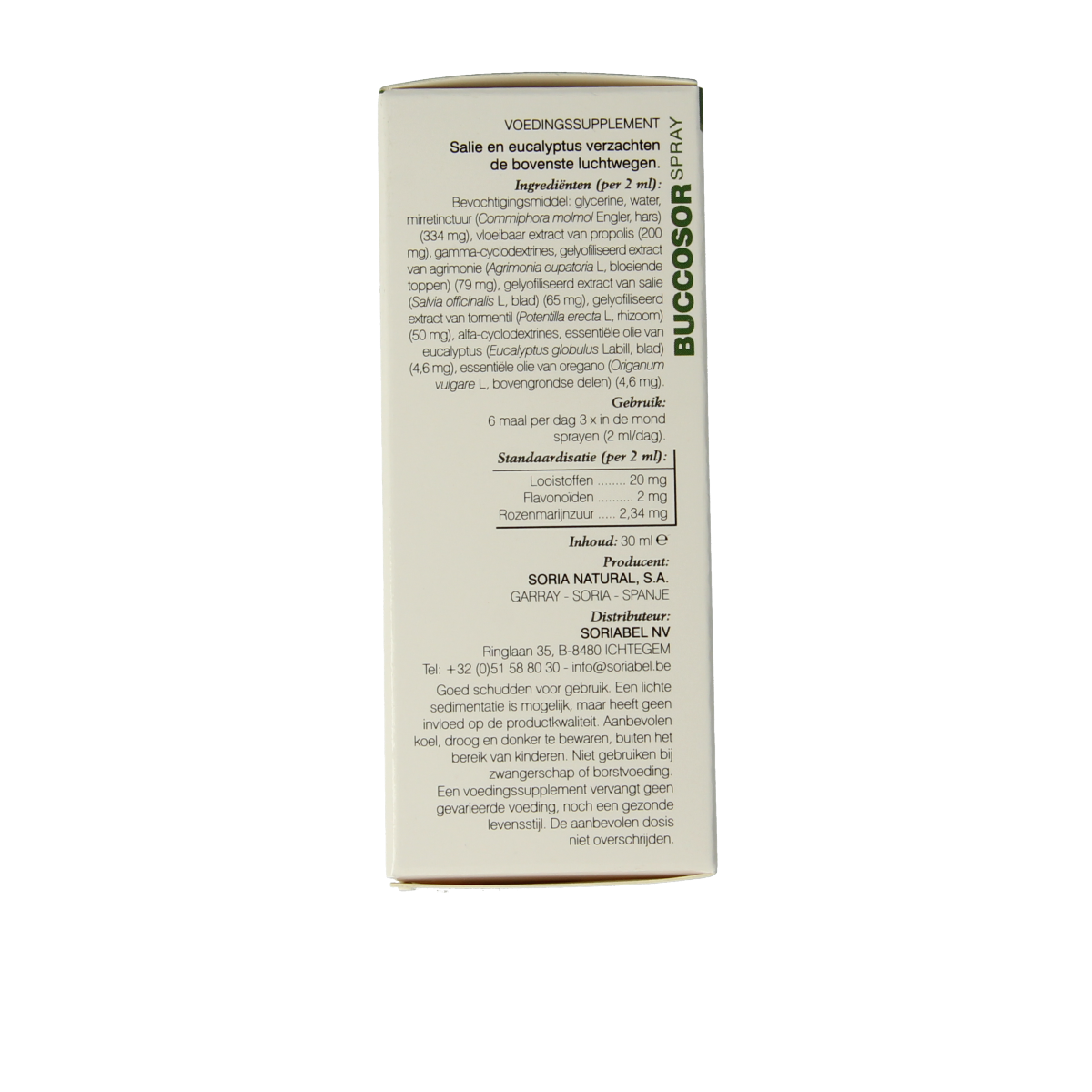 Soria Natural Composor 1 Buccosor spray, herbal preparation in 30ml bottle, showing the product bottle with label and spray nozzle.
