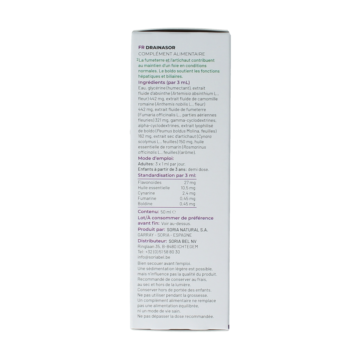 Soria Natural Composor 3 herbal remedy bottle with 50ml capacity, featuring a white label and a dropper cap for herbal preparation.