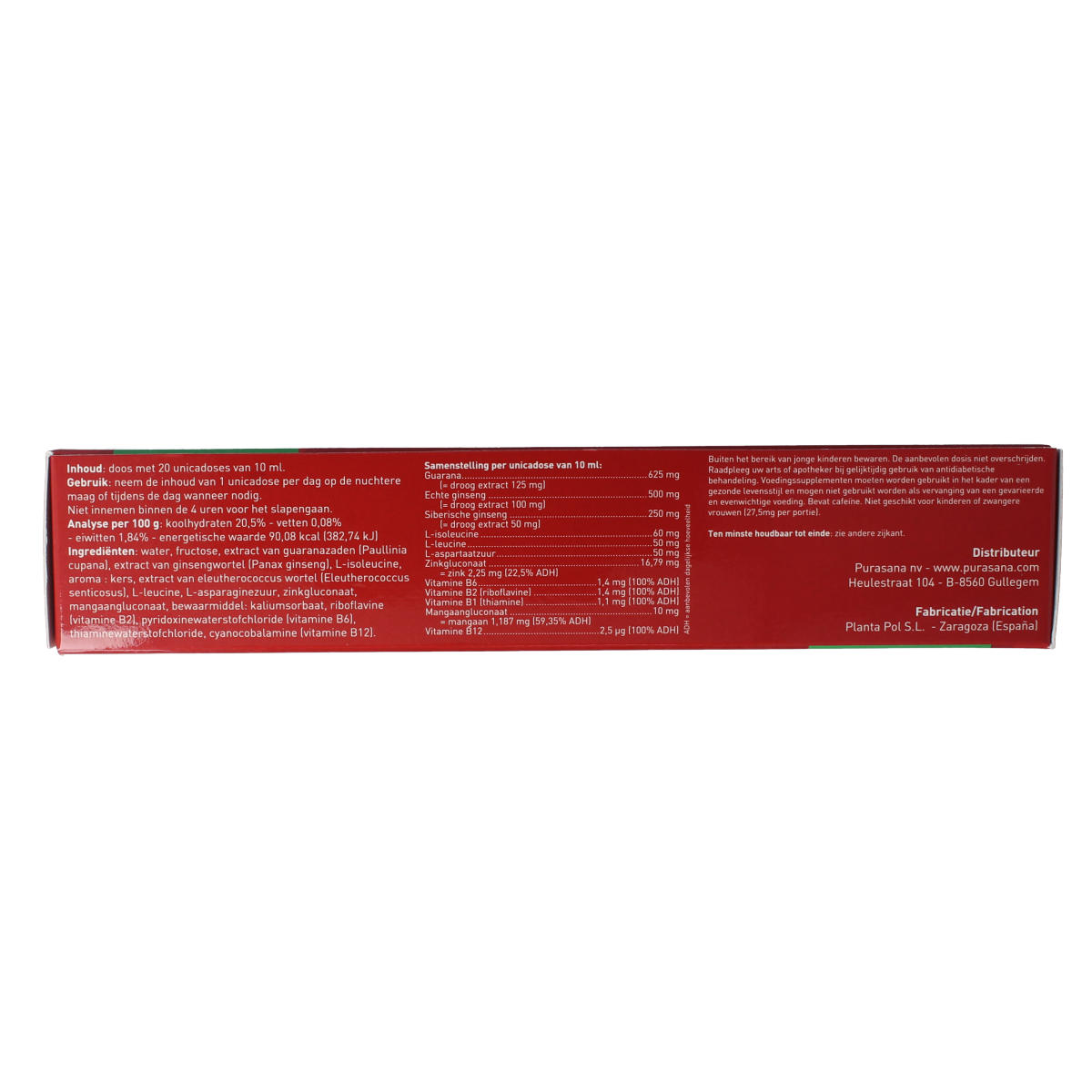 Purasana Plantapol Guarapol Plus herbal supplement ampoules in a box, natural herbal remedy for wellness.