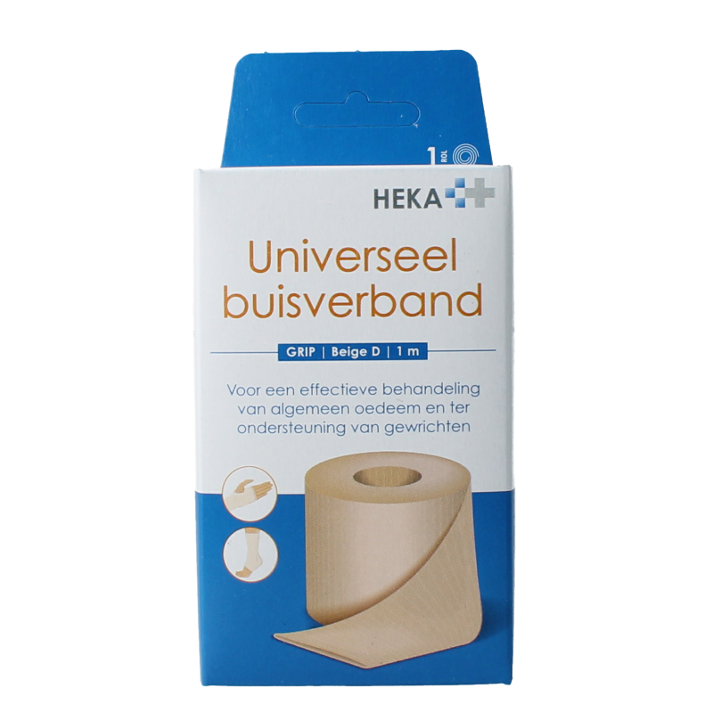 Beige Heka Grip compress bandage D, one piece, used for medical wound dressing and support.