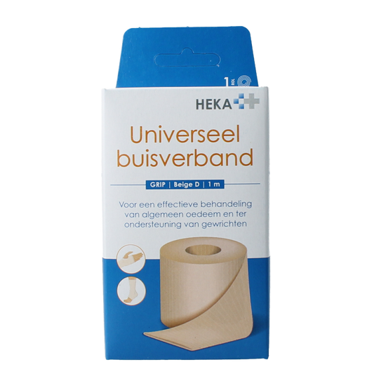 Beige Heka Grip compress bandage D, one piece, used for medical wound dressing and support.