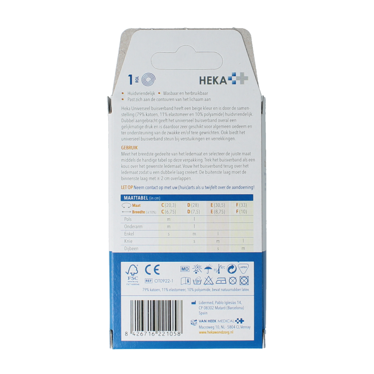 Heka Grip beige compress gauze and compress, sterile medical dressing, with packaging showing product code 8426716221058.