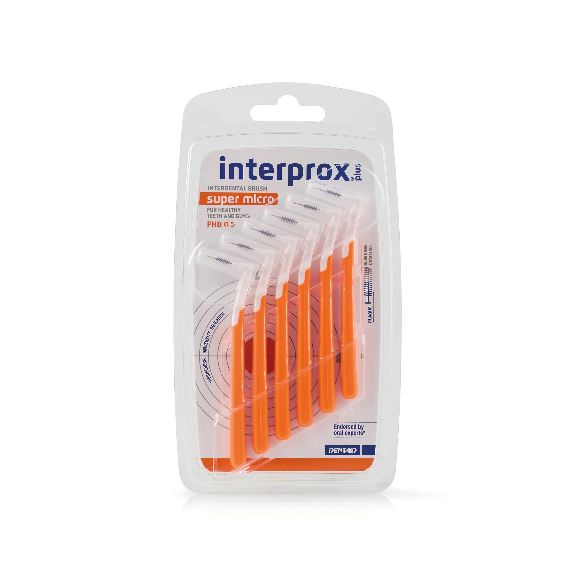 Interprox Interprox Plus super micro orange dental interdental ragers, pack of 6, for precise gum cleaning and flossing.