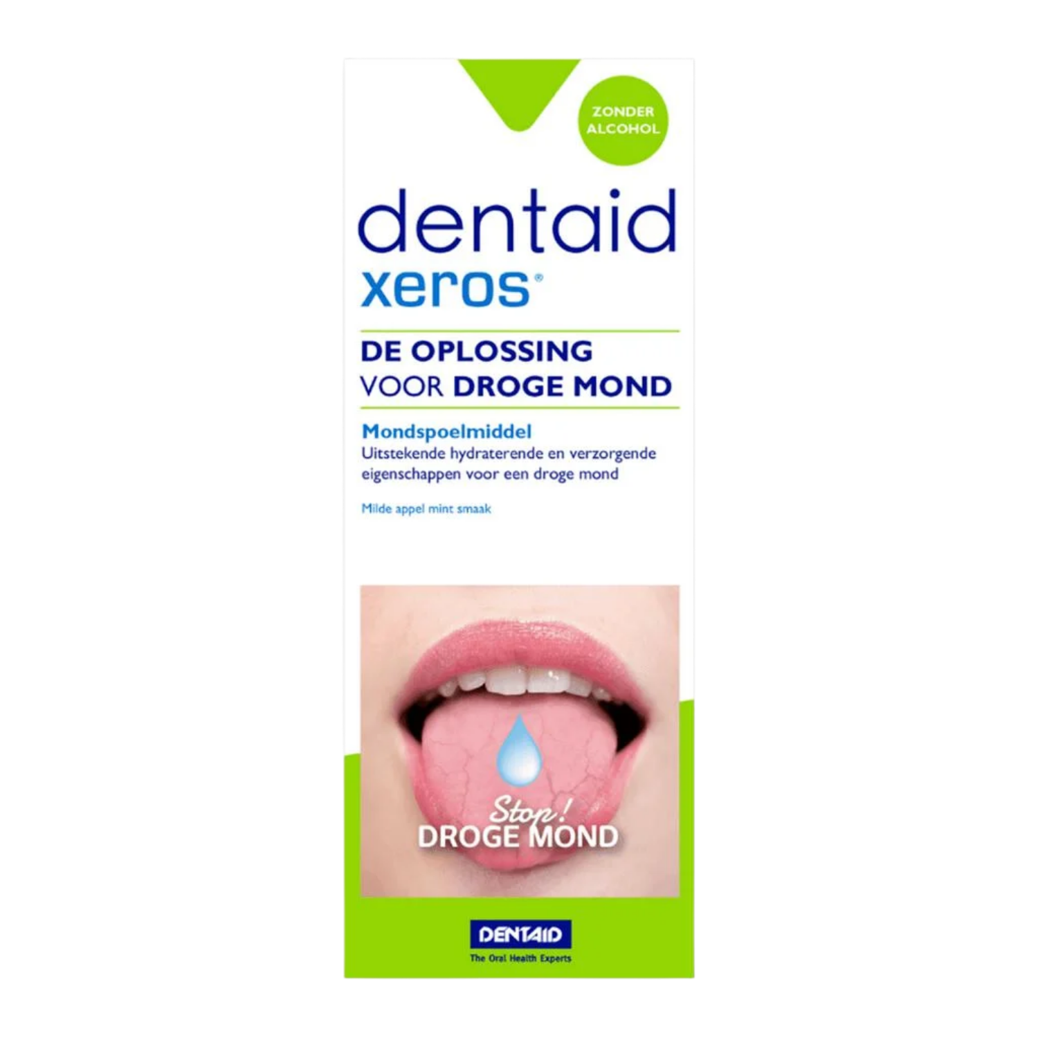 Dentaid Xeros mouthwash bottle 500ml, alcohol-free oral rinse for fresh breath and oral hygiene.