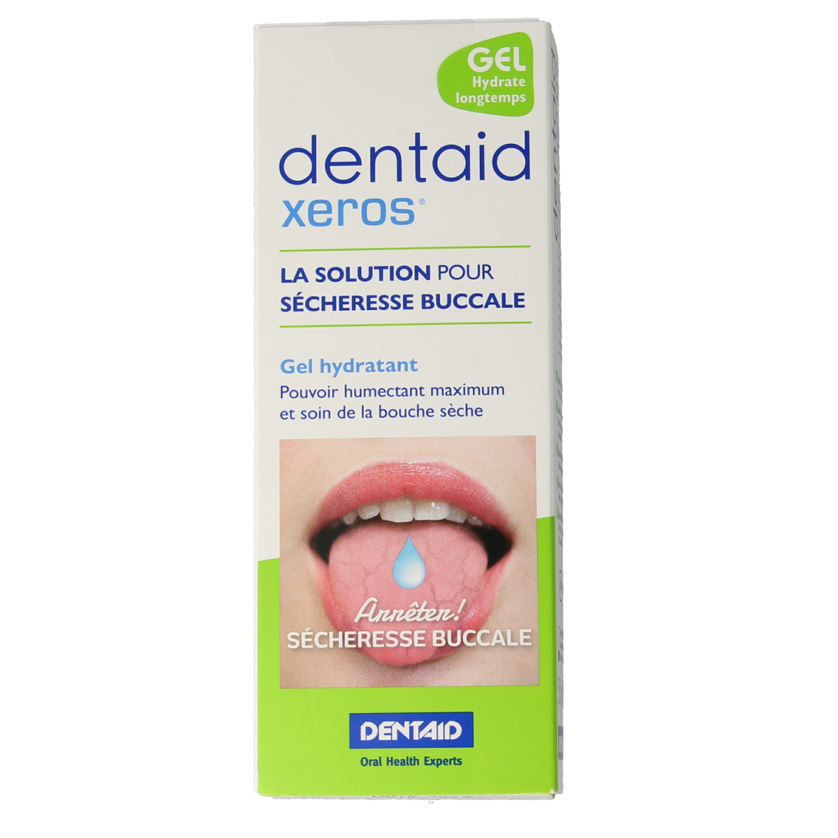 Dentaid Xeros gel in a 50ml tube, used for oral hygiene and teeth brushing control, with the Dentaid brand logo visible.