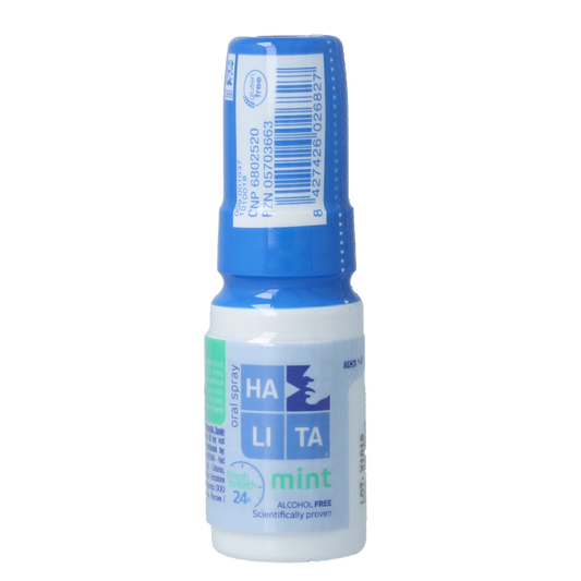 Halita Mondspray 15ml bottle for dental hygiene and brushing control, with the product label visible in the image.