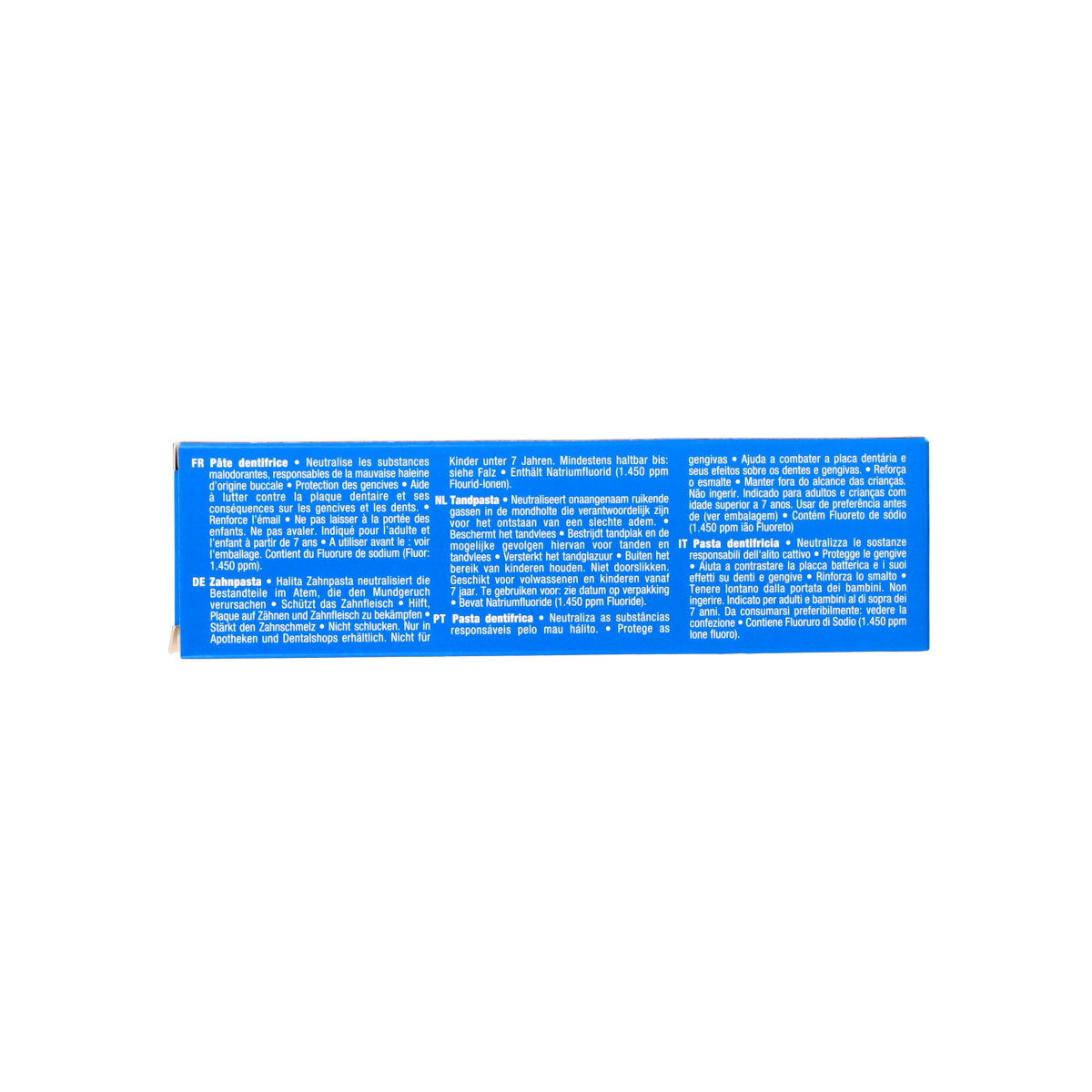 Halita fluoride toothpaste in a 75ml tube, showing the packaging and label with product details.